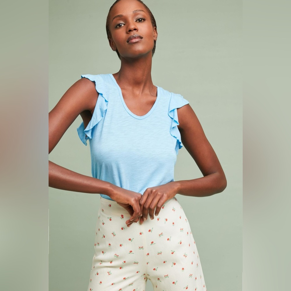 2 for $15! Anthropologie Blue Ruffle Tank Sleeveless Top